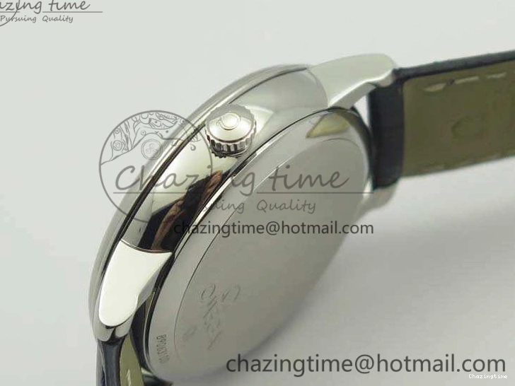 0218 Fashionable De Ville Prestige Real Power Reserve SS TW 1:1 Best Edition White Dial Blue Markers On Leather Strap A 8094